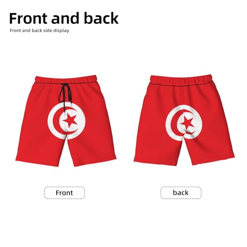 Tunisian Flag Youth Beach Pants, Soft and Breathable, with Drawstring Waist, Suitable for Sports and Leisure.2