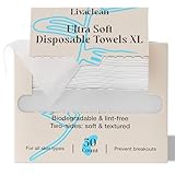 50 CT Face Cloths for Washing Face – Biodegradable Viscose Disposable Face Towel – Ultra Absorbent Clean Towels Wipes for Skincare & Makeup Removal – Lint-Free Facial Towelettes for Sensitive Skin