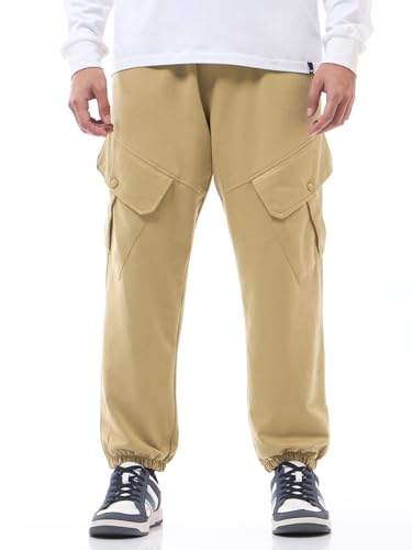 Image of Bewakoof Men's Cotton Super Loose Fit Joggers|Bewakoof Air 1.0 | Track pants for man | Lower for man | Trouser for men | Baggy trackpants for men | Multipurpose | Mens Lower Activewear | Utility Pockets | Lightweight & Flexible Elastic Waist | Casual Joggers | Loose Fit