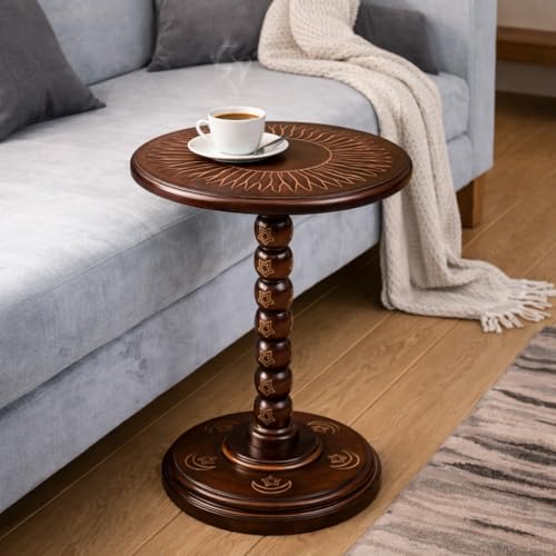 Image of Wooden Nesting Table, End Table for Living Room Side Table for Bedroom Pedestal Modern Coffee Table (Brown)