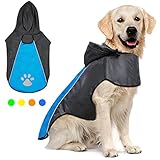 Flashseen Dog Raincoat Lightweight Waterproof Large Pet Dog Rain Jacket with Strip Reflective & Leas
