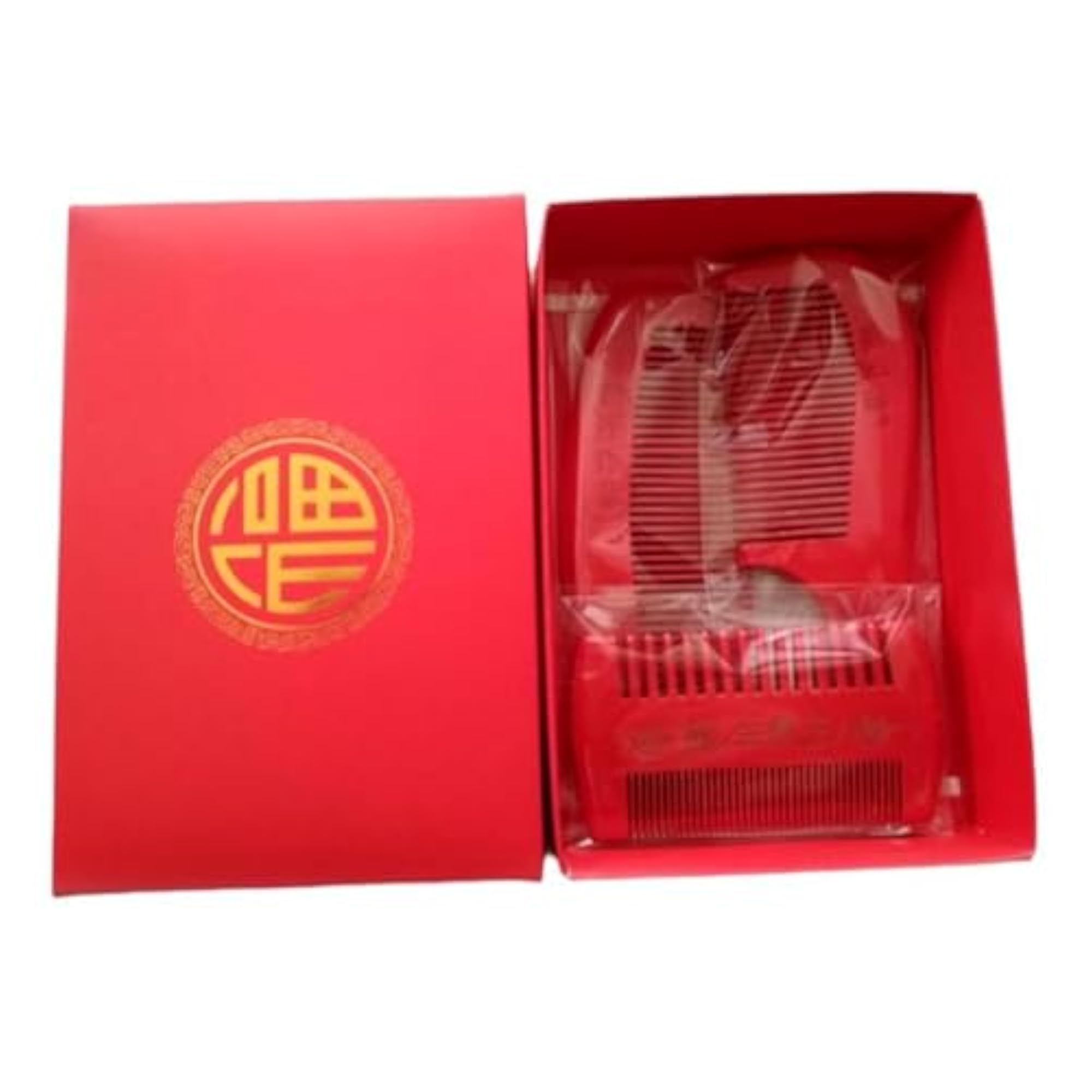 3 Piece Wooden Red Comb Set, Bridal Gift