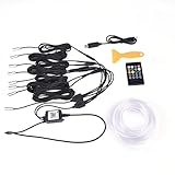 SS VISION Interior Car LED Strip Lights 400 inches Fiber Optic tubing USB Powered RGB 8 in 1 Car Neon with Wireless APP and Remote Control, Ambient Lighting Kits 16 Million Colors,Sync to Music