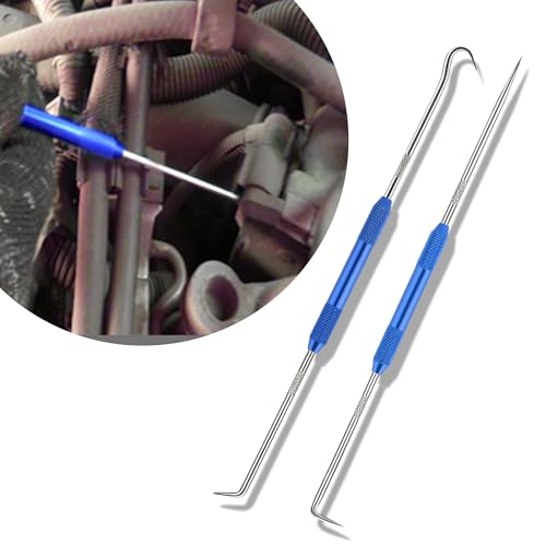 Image of Salior 2PCS CarbonSteel Hook Tool and Pick Set,Double End Pick and Hook Set Auxiliary Dismantling Fittings,Universal O Ring Pick Set and Hook Tool Car Accessories Fit for Most Cars (Blue)
