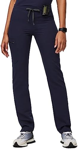 FIGS YOLA Skinny Scrub Pants for Women โ Skinny Fit, Super Soft Stretch, Anti-Wrinkle, Stylish Design, Moisture-Wicking Medical Scrub Pants Navy Blue