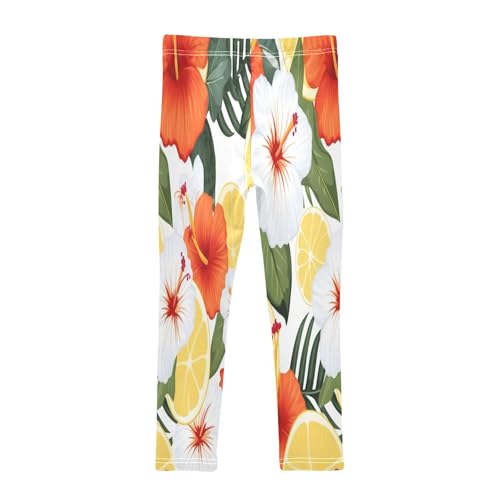 Bolaz Toddler Girls Leggings Printed Yoga Pants Leggings Orange and Flower for Kids2