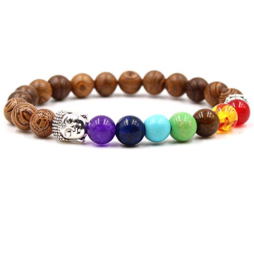 Chakra yoga coloré en pierre de poulet en bois pour cadeau bijoux