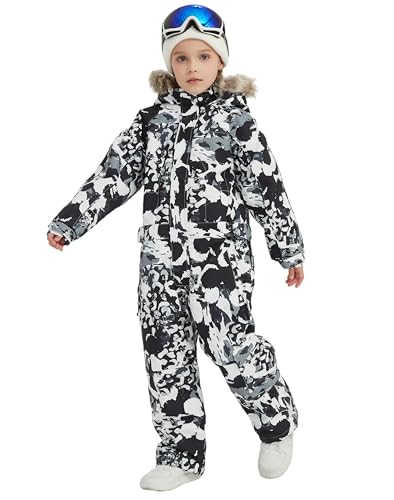 Image of Kids Girls Boys Waterproof Colorful One Piece Snowsuits Coveralls Ski Suits Jackets Winter Jumpsuits
