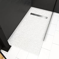 MARWELL Duschelement 90 x140 x 4 cm direkt befliesbar mit integrierter Ablaufrinne in schwarz und waagerechtem Ablauf - bodeneben und barrierefrei einbaubar - integriertes Gefälle – Ansicht 2