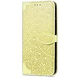 Nadoli Handyhülle kompatibel für Samsung Galaxy A13 5G,Elegant Blumen Feder Muster Magnetverschluss Leder Brieftasche Schutzhülle mit Kartenfach für Mädchen Frauen