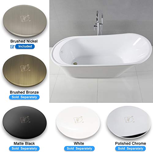 FerdY Langkawi 59"Acrylic Freestanding bathtub, F-02568T White Modern Stand Alone bathtub Soaking Bathtub, Easy to Install, cUPC Certified, Drain & Overflow Assembly Included
