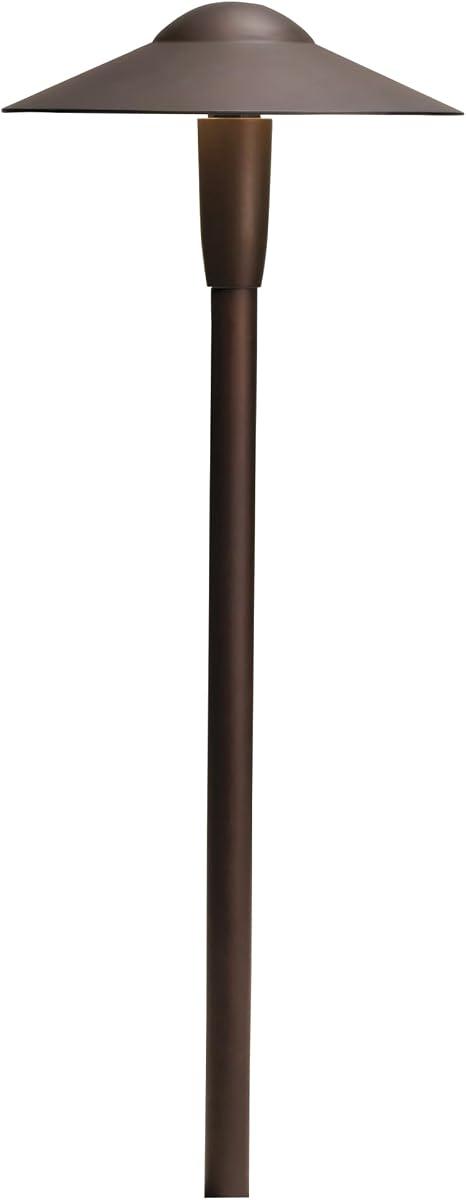 Kichler 22" Outdoor Landscape Light in Textured Architectural Bronze, 12V LED Path Light, 2700K, (22" H x 8.25" W), 15810AZT27R | Integrated 2700K warm white LED illuminates walkways and garden paths (8.25" x 22"), 15810AZT27R