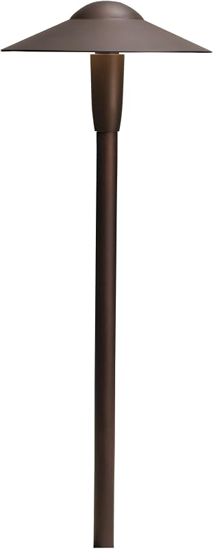 Kichler 22" Outdoor Landscape Light in Textured Architectural Bronze, 12V LED Path Light, 2700K, (22" H x 8.25" W), 15810AZT27R | Integrated 2700K warm white LED illuminates walkways and garden paths (8.25" x 22"), 15810AZT27R