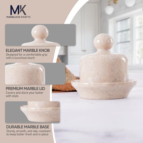 Marble Mini Butter Dish 4" Verona Handmade Butter Container for Kitchen Countertop, Butter Crock With Lid Soft Spreadable Butter, Home Décor - Image 4