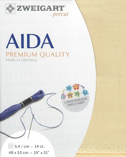 Image of Wizardi Stern-Aida 14 Count Light Beige. Needlework Canvas, Cross-Stitch Fabric, Embroidery Cloth, Needlepoint Canvas. 3706 /3130 Precut Zweigart