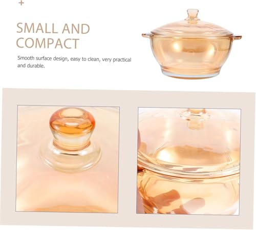 Image of Brown Glass Casserole Deep Round 1000 ML - Oven and Microwave Safe Serving Bowl with Glass Lid (2 Pc, Brown - B)