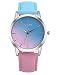 Womens Quartz Watches,COOKI Rainbow Design Unique Analog Fashion Clearance Lady Watches Female watches on Sale Casual Wrist Watches for Women,Round Dial Case Comfortable Faux Leather-H15 (Blue)
