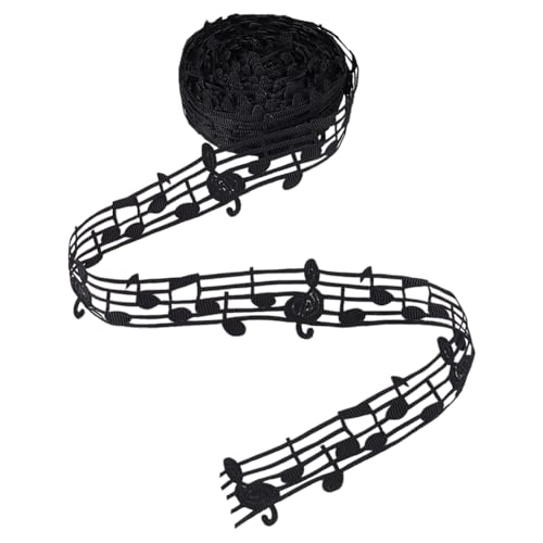 PandaHall 9m Ruban Note de Musique Note de Musique Decoration 30mm Dentelle Creuse en Polyesyer Rouleau Ruban Decor Musiques Dentelle Noire pour Decoration Gateau Emballage Couture