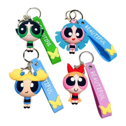 Chaveiro Meninas Super_Poderosas Lindiinha Dociinho Florziinha Pingente Decorativo em Borracha Acessório para Bolsa e Mochila (DOCIINHO)