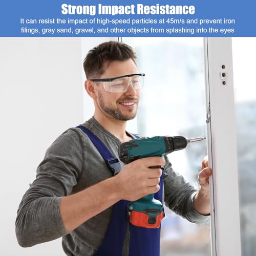 GOSHIES Schutzbrille 10 Stück Arbeitsschutzbrille Sicherheitsbrille Schutzbrille für Brillenträger mit verstellbaren Bügeln Arbeitsschutzbrille Antibeschlag Antispeichel Schwarz + Blau