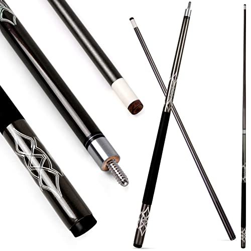 Kmise Pool Cue Stick, 58” Snooker Play Cue Professional Billiard Sticks 18,19,20,21,22 Oz 2-Piece for Pool Table Sports (Grey, Glass Fiber)
