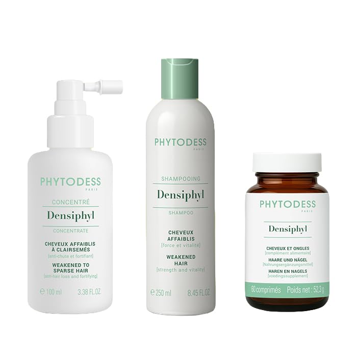 Rituel DENSIPHYL Anti-chute Cheveux Affaiblis - Concentré 100ml + Shampoing 250ml + Compléments Alimentaires 60 gélules