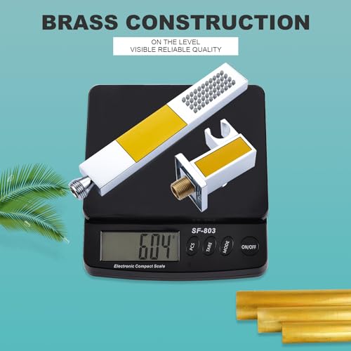 Enga HL-SCF30 Square Solid Brass Hand Held Wand Shower Head With Wall Connector And Stainless Steel Hose Set thumb #5
