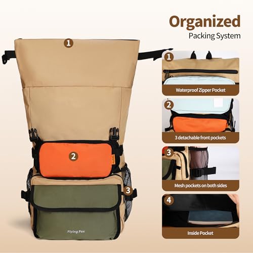 Mochila desmontable para portátil FLYINGFOX beige ligera miniatura 5