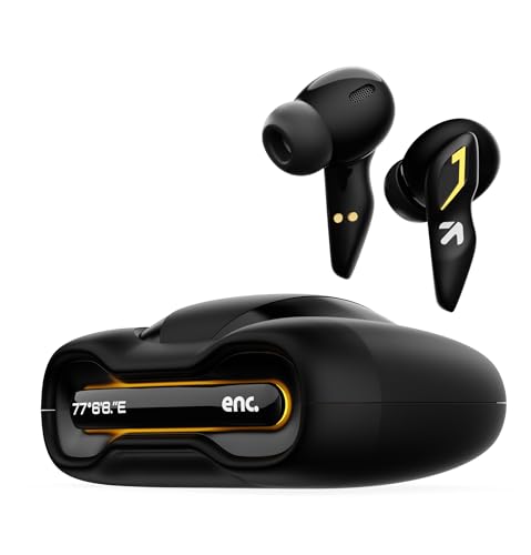 GOBOULT UFO with 48H Playtime, Built-in App Support, 45ms Low Latency Gaming, 4 Mics ENC, Breathing LEDs, 13mm Bass Drivers Ear Buds TWS, Made in India (Black Gloss) view 1