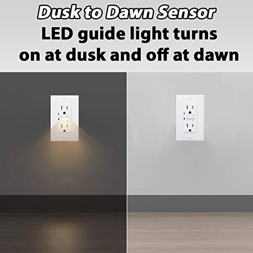 Gfci Outlet With Night Light 15A 120V Ul Listed Tamper Resistant Lighted Duplex Receptacle Gfi Nightlight Led Guide Light Wall Plates And Screws Included White (1 Pack) #TOP4