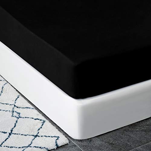 Mohap Fitted Sheet Queen Wide Band Deep Pocket Tight Fit Hotel Quality Double Brushed Microfiber 1800 Durable And Breathable Suitable For Mattress Up To 16'' Black #TOP16