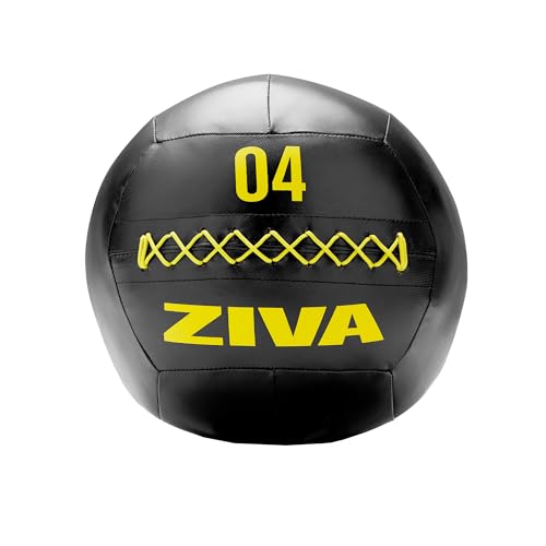 ZIVA Soft Wall Ball – Highly Durable Weighted Exercise Medicine Slam Ball for Strength and Conditoning Workout - 4 lbs, 13.7"