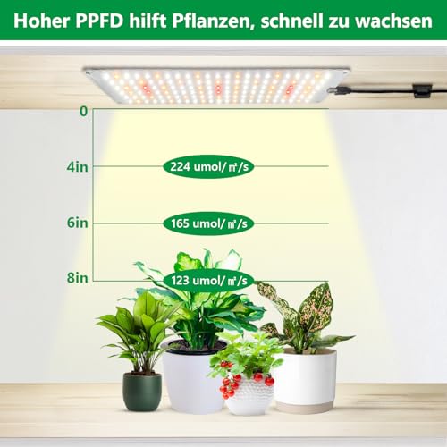Aumtrly Pflanzenlampe 552 LED Vollspektrum 4er-Pack, Schlankes Pflanzenlicht für Indoor-Pflanzenanbau, Sämlinge, mit UL-Adapter, 6/12/16H Timer, 3 Lichtmodi, 5 Dimmer
