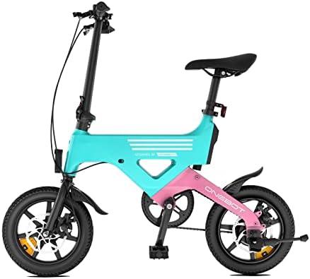 ONEBOT Electric Bike, Folding Electric Bicycle with Max 250W Motor 15.5MPH 14″ Wheels Lighter Magnesium Alloy Frame