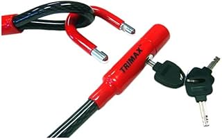 Trimax MAX-Dual Force TCU1572 - Candado en U Integrado y Cable de 6 pies de Largo x 15 mm, Embalaje de Tarjetas, Color Negro y Rojo