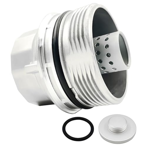 Upgrade Aluminum Oil Filter Housing Cap Assembly with Oil Plug Drain, Compatible with Toyota Avalon Camry Corolla Highlander Matrix Prius RAV4 Sienna Tacoma Venza, Replace 1562040030 15620-40030