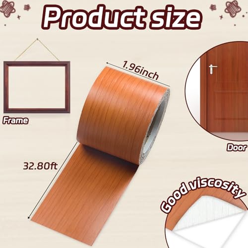 Image of Brown Wood Grain Tape, 2 inch X 32 ft Self Adhesive Wood Repair Tape for Furniture, Doors, Floors, Window, Tables, Chairs, Baseboard, Cabinet