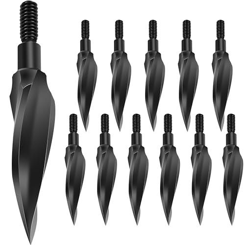 SUNYA Broadheads 125 Grain Steel Archery Arrow Tips for Compound, Recurve Bow & Crossbow, Twisted Traditional Screw-in Arrow Heads for Arrows, Pack of 12 in a Storage Case