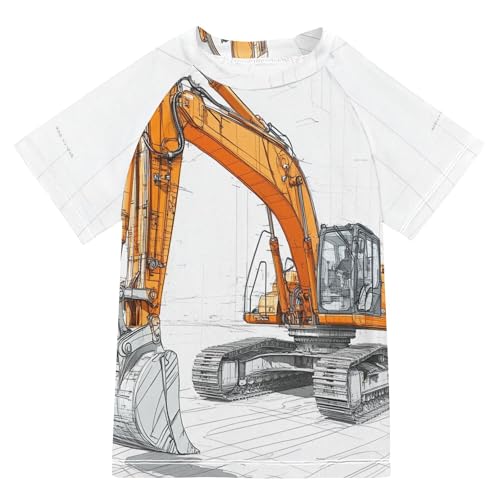 Desert Road Engineering Machinery Bathing Suit Girls Sun Protection Rash Guard for Girls Swimwears Volleyball Shirts for Youth Boys 4T