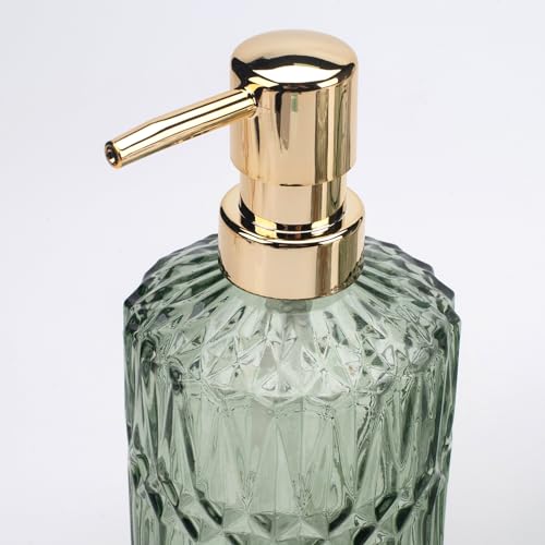 Juego de 5 Accesorios de Baño de Cristal Verde Dispensador de Loción, Jabonera, Soporte para Cepillo de Dientes, Vaso, Tarros de Hisopo de Algodón, Decoración Moderna de Baño, Regalo Vintage - imagen 6