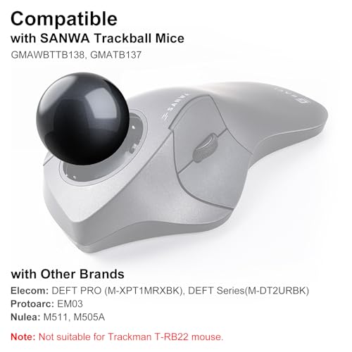 Image of SANWA Trackball 44mm /1.73in, Replacement Ball GMAWBTTB138N /GMATB137, ELECOM DEFT /DEFT PRO, and Other Compatible Trackball Mouse, Glossy Black