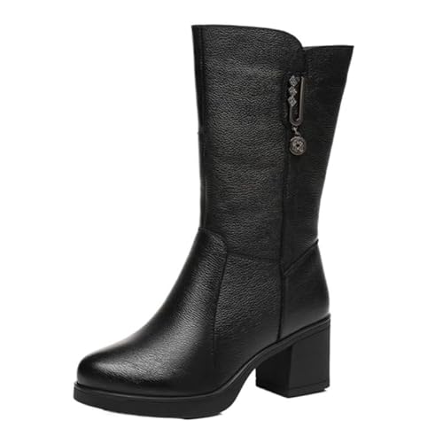 Botas de media pantorrilla for mujer, cómodas y acogedoras, for uso diario, con tacto afelpado, diseño acolchado for caminar, calzado cálido for mujer, zapatos de invierno, uso versátil.(Plush_41)