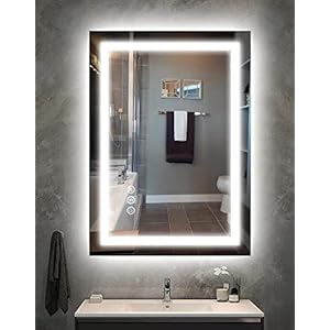 Amorho LED Bathroom Mirror 20″x 28″ with Front and Backlight, Stepless Dimmable Wall Mirrors with Anti-Fog, Shatter-Proof, Memory, 3 Colors, LED Vanity Mirror(Horizontal/Vertical)