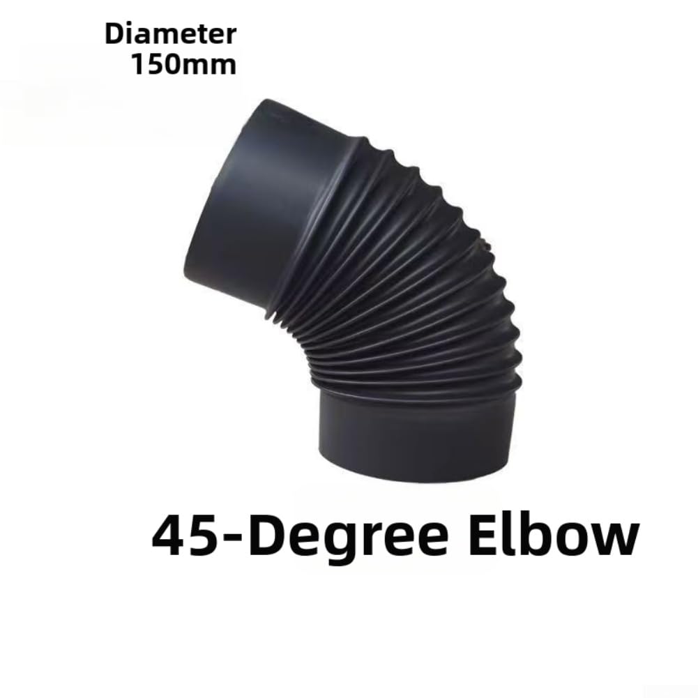 Tubo a gomito da 45 gradi in acciaio inox per camino flessibile stufa camino nero 150 mm