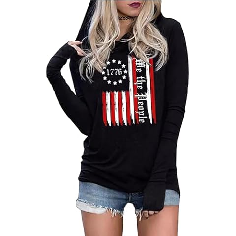 Susongeth Women's American Flag Hoodie Cover