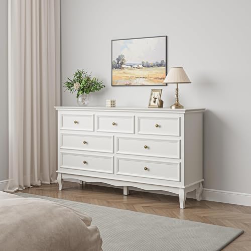 RoyalCraft White 7 Drawer Dresser for Bedroom, Modern Chest of Drawers with Solid Wood Legs and Painted Finish, Wooden Storage Closet Cabinet Organizer for Living Room, Hallway - Image 8