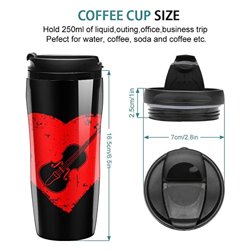 Heart Violin Love Reusable Plastic Insulated Cup Double Wall Coffee Mug Fashion Travel Tumblers With Lid 250Ml #TOP2