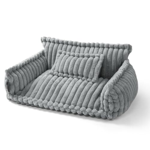noviclass® Haustiersofa Chaffar Katzenbett Hundebett | Katzensofa Hundesofa | Orthopädische Matratze | Moderner Stil | Cord-Design Größen (Lichtgrau, M (80cm)) noviclass® Haustiersofa Chaffar Katzenbett Hundebett | Katzensofa Hundesofa | Orthopädische Matratze | Moderner Stil | Cord-Design Größen (Lichtgrau, M (80cm))