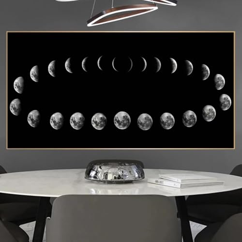 Impression sur toile phases de lune paysage espace cadre 75x150 cm