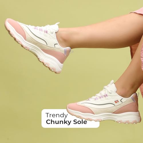 Image of YOHO Women's Chonks Sporty Comfortable Chunky Sneakers | Lightweight & Breathable | Everyday Shoes for Woman /Girls